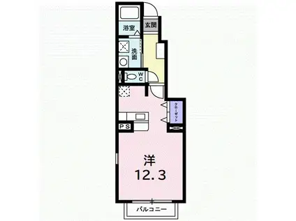 ベルアンジュ(ワンルーム/1階)の間取り写真