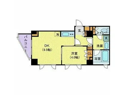 シティスパイア若松町(1DK/3階)の間取り写真