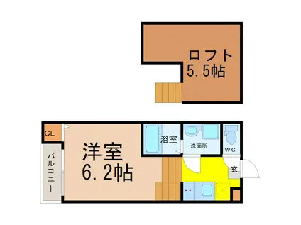 ハーモニーテラス井の森町(1SK/1階)の間取り写真