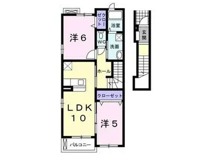 サンパティーク B(2LDK/1階)の間取り写真