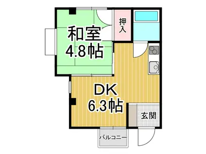 ジョンメゾン山田2(1DK/2階)の間取り写真