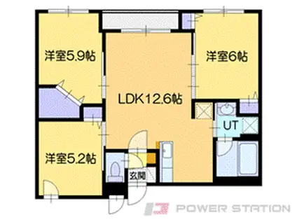 オルセー厚別西B(3LDK/4階)の間取り写真