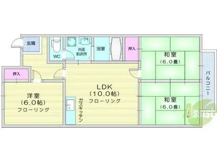 大和ハイツ(3LDK/1階)の間取り写真