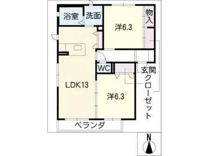 グレイスプラザ(2LDK/1階)の間取り写真