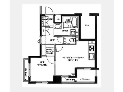 コンフォリア西早稲田(1LDK/8階)の間取り写真