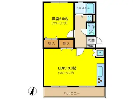 サニーハイツ土方(1LDK/2階)の間取り写真