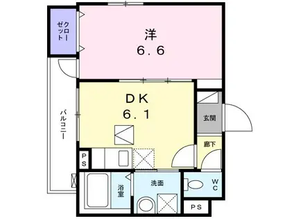 ベトゥッラ ビアンカ(1DK/1階)の間取り写真