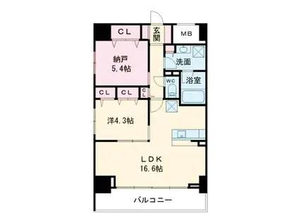 VESTA京町堀(1SLDK/9階)の間取り写真