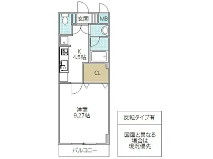 ル ヴァン ド ヴィラ(1K/3階)の間取り写真