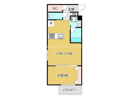 ESTAGEO北田辺(1LDK/1階)の間取り写真