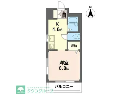 グレイッシュブラウン内藤(1K/1階)の間取り写真