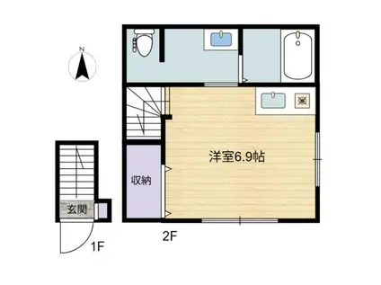 アーベインテラス伊興本町II期A(ワンルーム/2階)の間取り写真