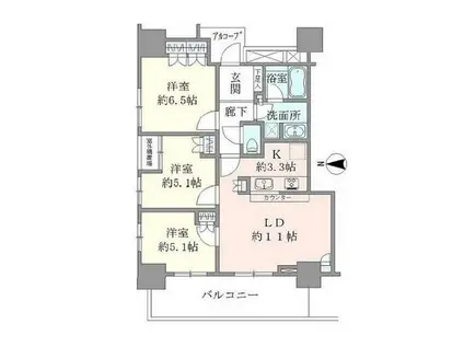 ブリリアタワー品川シーサイド(3LDK/17階)の間取り写真