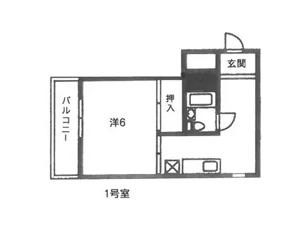 フローラハイツ(1K/4階)の間取り写真