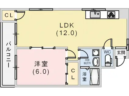 プレージュ本山(1LDK/4階)の間取り写真