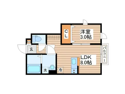 ガス割 第九弾 ESCONDITE卸町II(1LDK/1階)の間取り写真