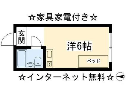 カレッジアンハウス玄琢(1K/3階)の間取り写真