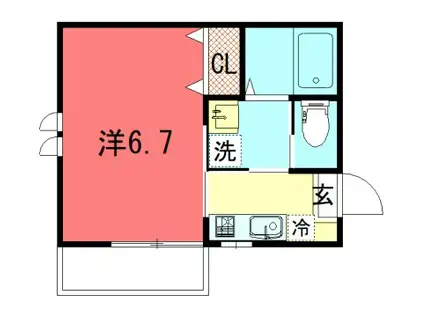 セジュール北白川(1K/2階)の間取り写真