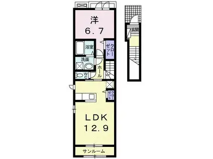 サンライゼ桜I(1LDK/2階)の間取り写真