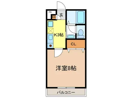 メゾン・ド駒沢(1K/2階)の間取り写真