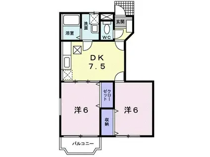 フレーズアンソレイエC棟(2DK/1階)の間取り写真