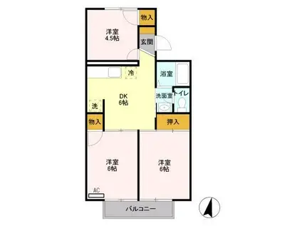 スカイシティー(3DK/2階)の間取り写真