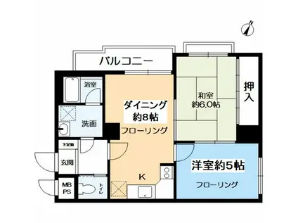 ベルビ山手元町(2DK/3階)の間取り写真