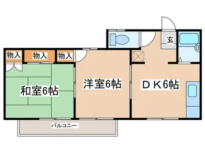 アヴァンセ四ツ谷(2DK/2階)の間取り写真