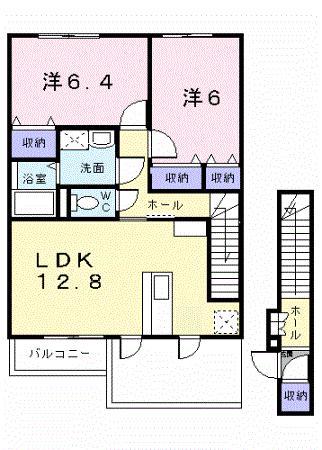 ジェルメスクエア(2LDK/2階)の間取り写真