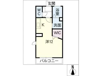 GENTE(ワンルーム/2階)の間取り写真