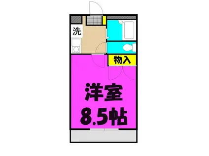 ホワイエ3(1K/1階)の間取り写真