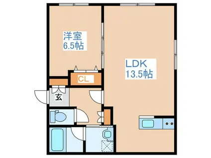 ノヴァ白石-II(1LDK/1階)の間取り写真