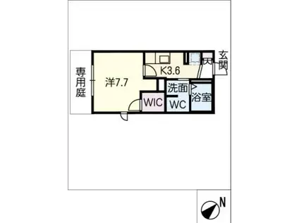 フロイデ隼人(1K/1階)の間取り写真