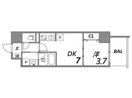 レオンコンフォート神戸駅前(1DK/4階)の間取り写真