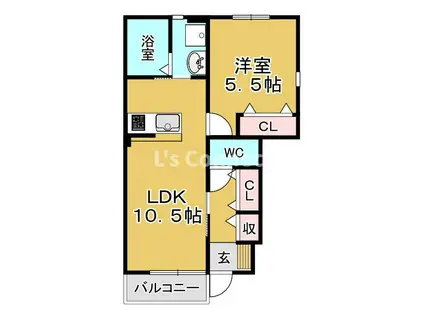 FOLUNA II(1LDK/1階)の間取り写真