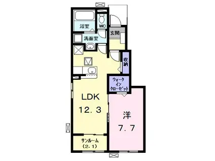 フェイバー ヒロ(1LDK/1階)の間取り写真