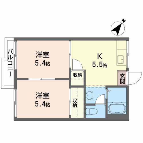 フォーブルアオト(2K/2階)の間取り写真