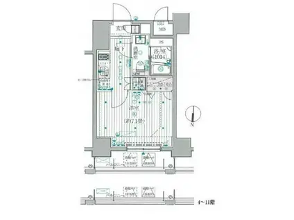 プレール・ドゥーク東京イーストIII(1K/11階)の間取り写真