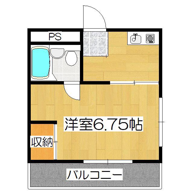 H-1フラット(1K/3階)の間取り写真