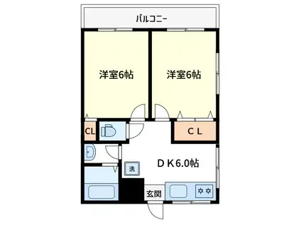 メゾン森II(2DK/3階)の間取り写真