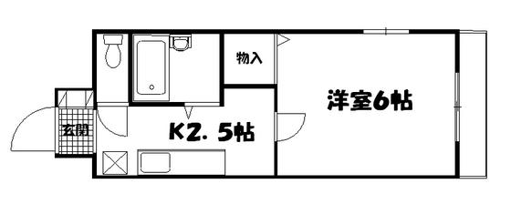 グランドール西旭町(1K/5階)の間取り写真