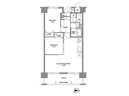 コンフォリア芝浦II(2LDK/9階)の間取り写真