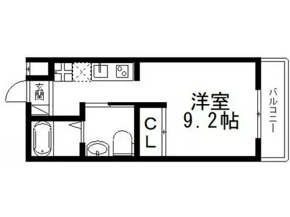 リビングライフ長瀬ウエスト(ワンルーム/1階)の間取り写真