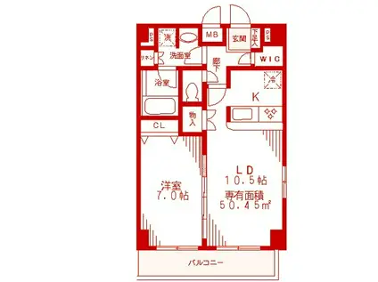 サンリュミエSEKOH(1LDK/6階)の間取り写真