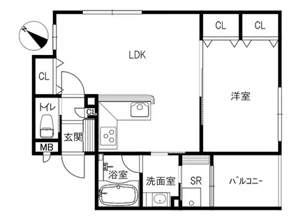 キャンベルアーリー(1LDK/1階)の間取り写真