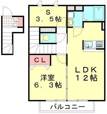 アムールMIYABI(1SLDK/2階)の間取り写真