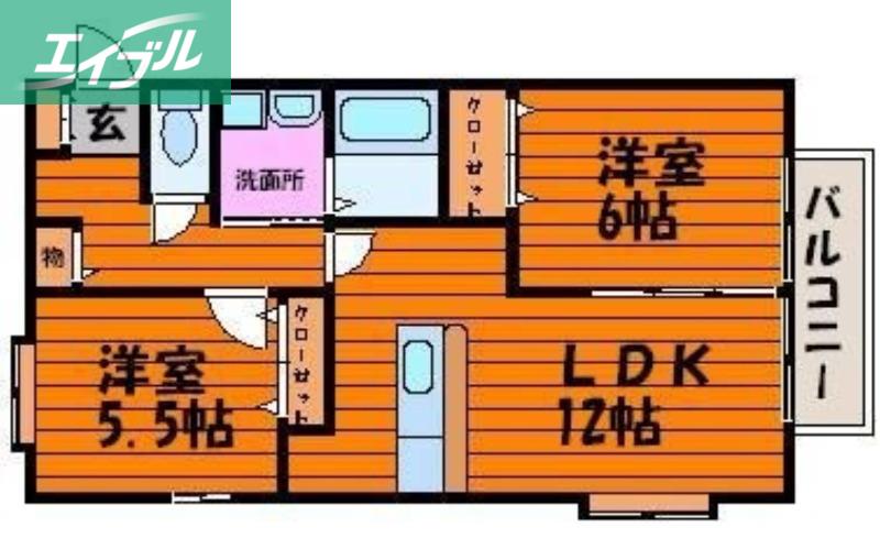 フォブール西市(2LDK/1階)の間取り写真