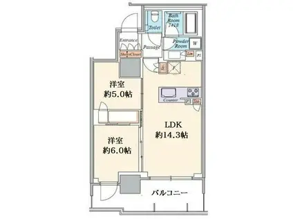 品川イーストシティタワー(2LDK/14階)の間取り写真