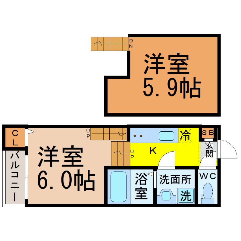 ステラート新瑞橋(1K/1階)の間取り写真