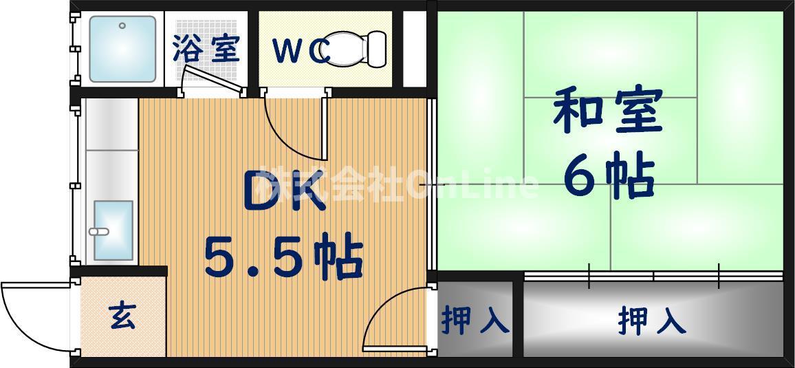堤コーポ(1DK/2階)の間取り写真